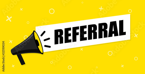 Megaphone with referral program. Vector illustration