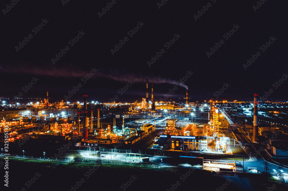 Oil refinery night