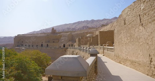 Landscape view of The Bezeklik Thousand Buddha Caves in Turpan Xinjiang Province China.