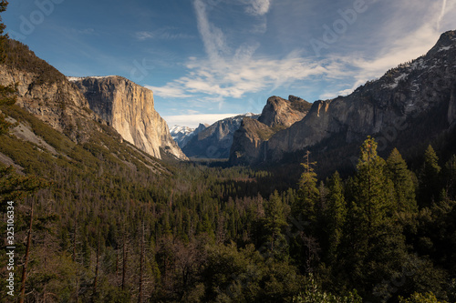 Yosemite Valley from epic Tunnel View in Wawona Road in California, United States. photo