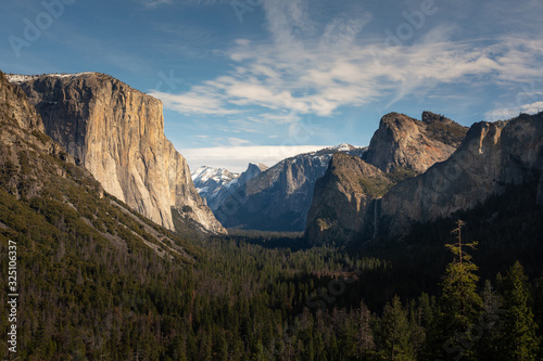 Yosemite Valley from epic Tunnel View in Wawona Road in California  United States.