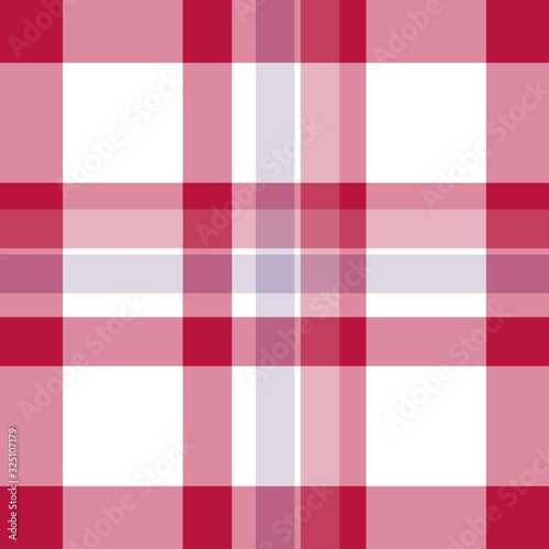 Tartan seamless plaid pattern illustration in red, pink, lilac and white combination for textile design