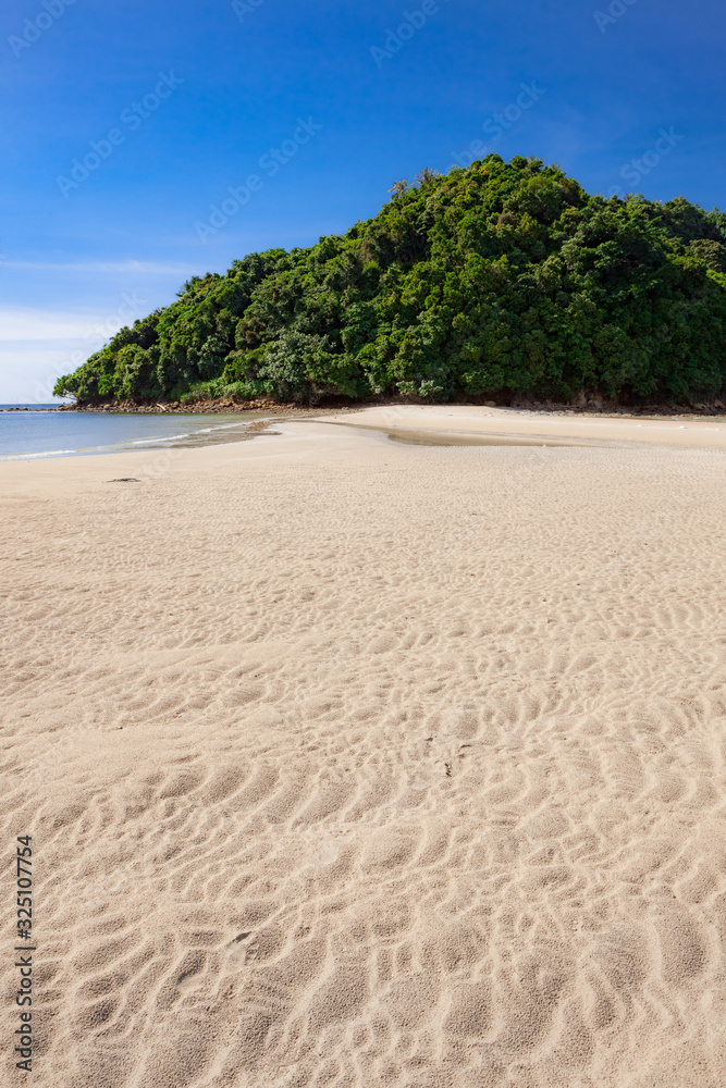 Tropical forest island at the end of paradise sand beach Tropical forest island at the end of paradise sand beach