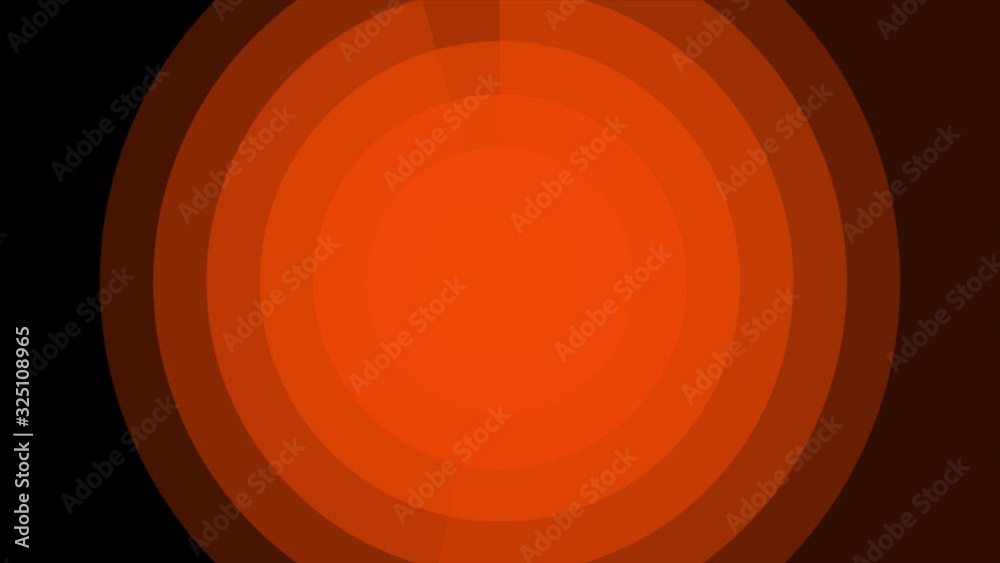 Circle transition animation. Transparency orange circle to black background motion. Opening transparency footage video.
