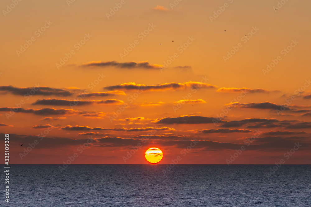 red sunset in Brighton