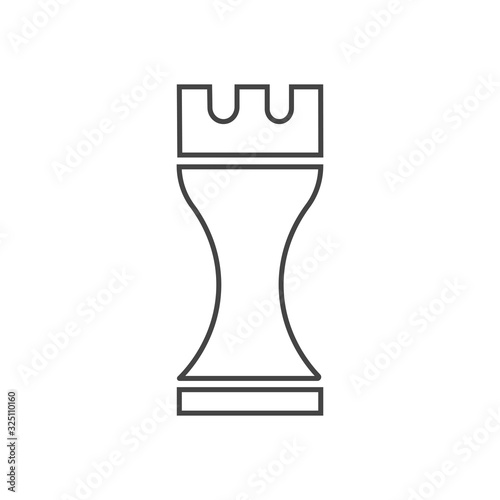 Chess Rook Flat line Icon on white background