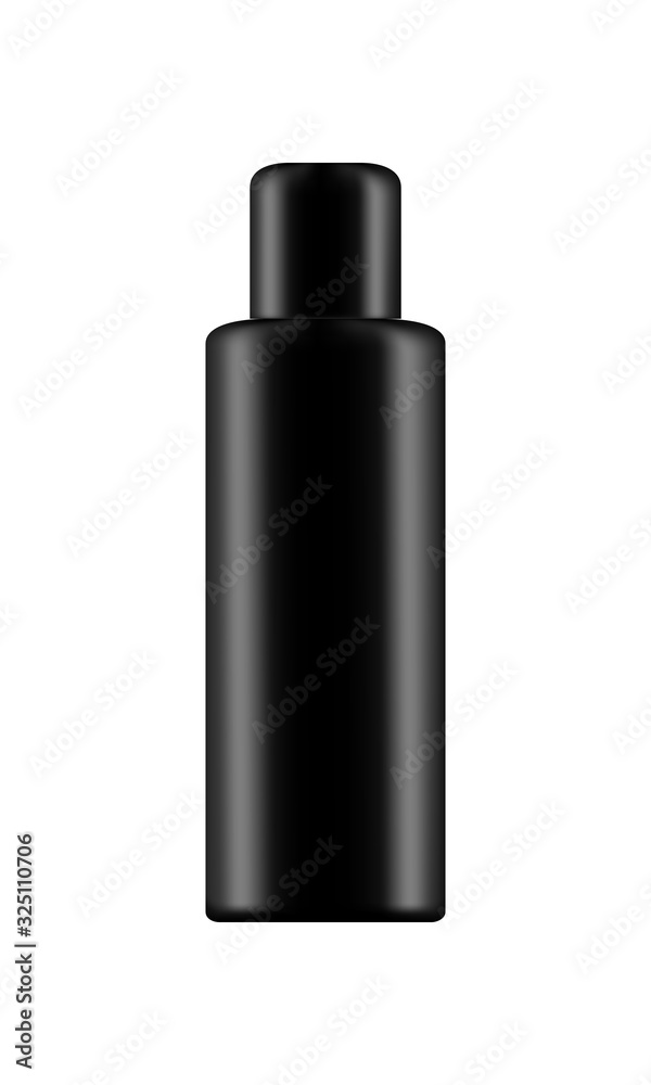Black 3d bottle mockup isolated on white background Black 3d bottle mockup isolated on white background