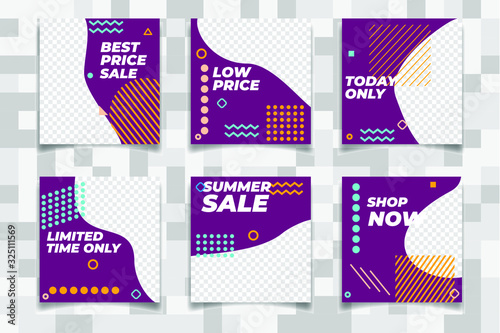 Business presentation template Social media pack. Set of modern square blog posts Editable simple info banner for app, web mail