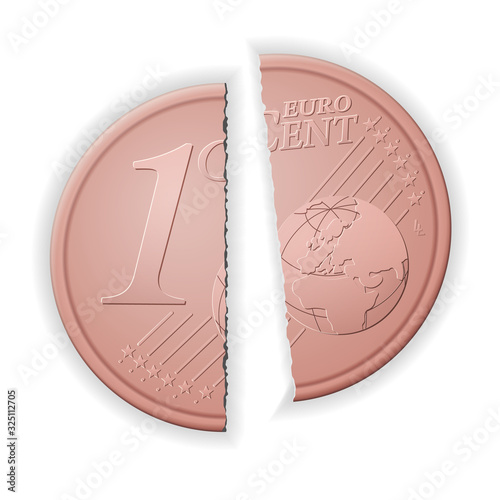 Broken one euro cent