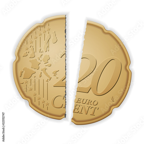 Broken twenty euro cent