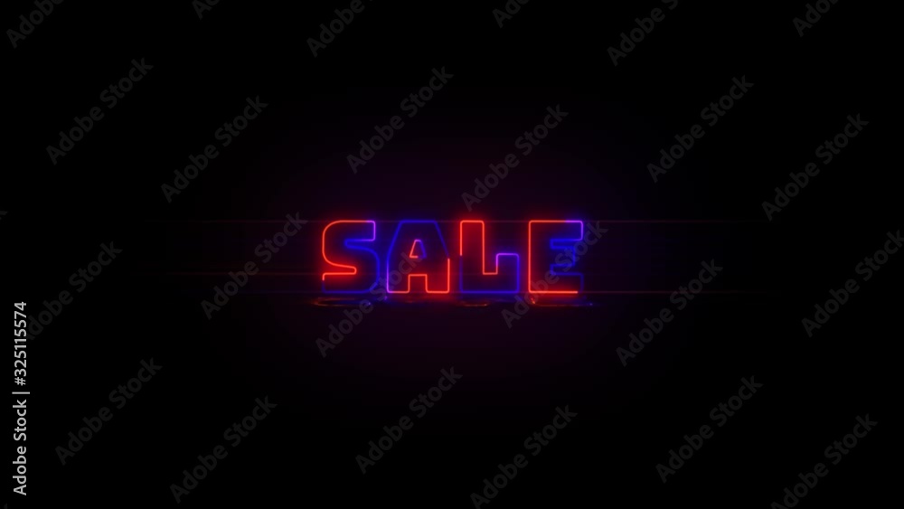 Bright neon of Sale word on black background Bright neon of Sale word on black background