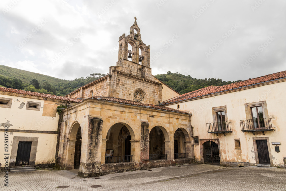Villaviciosa, Spain. The Santa Maria Monastery of Valdedios, a Roman Catholic pre-romanesque church located in Asturias