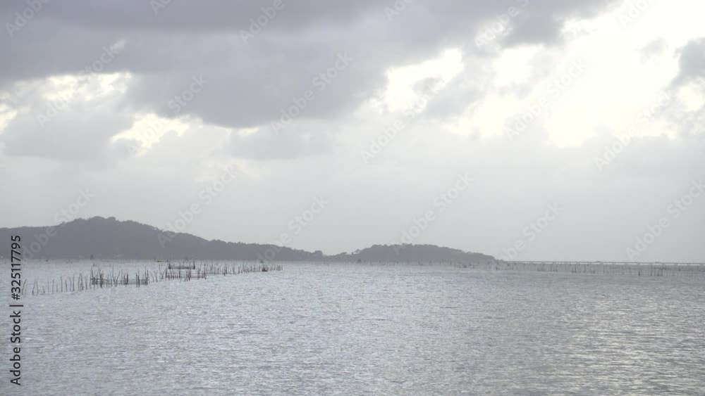 Sky and clouds with a beautiful light morning in the sea for travel on holidays, Songkhla Thailand Sky and clouds with a beautiful light morning in the sea for travel on holidays, Songkhla Thailand