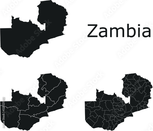 ambia vector maps with administrative regions, municipalities, departments, borders