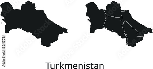Turkmenistan vector maps with administrative regions, municipalities, departments, borders