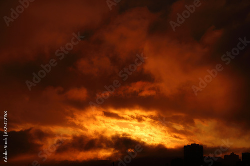 Fire sunset. Apocalyptic sky