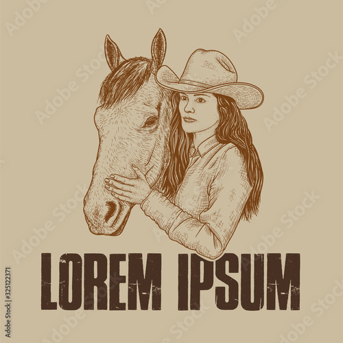 pretty cowgirl with her horse