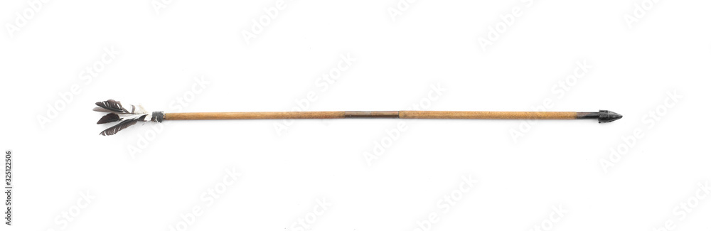 ancient wooden arrow isolated on white background ancient wooden arrow isolated on white background
