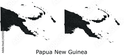 Fotografia Papua New Guinea vector maps with administrative regions, municipalities, depart