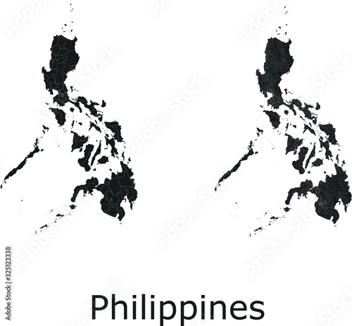 Philippines vector maps with administrative regions, municipalities, departments, borders