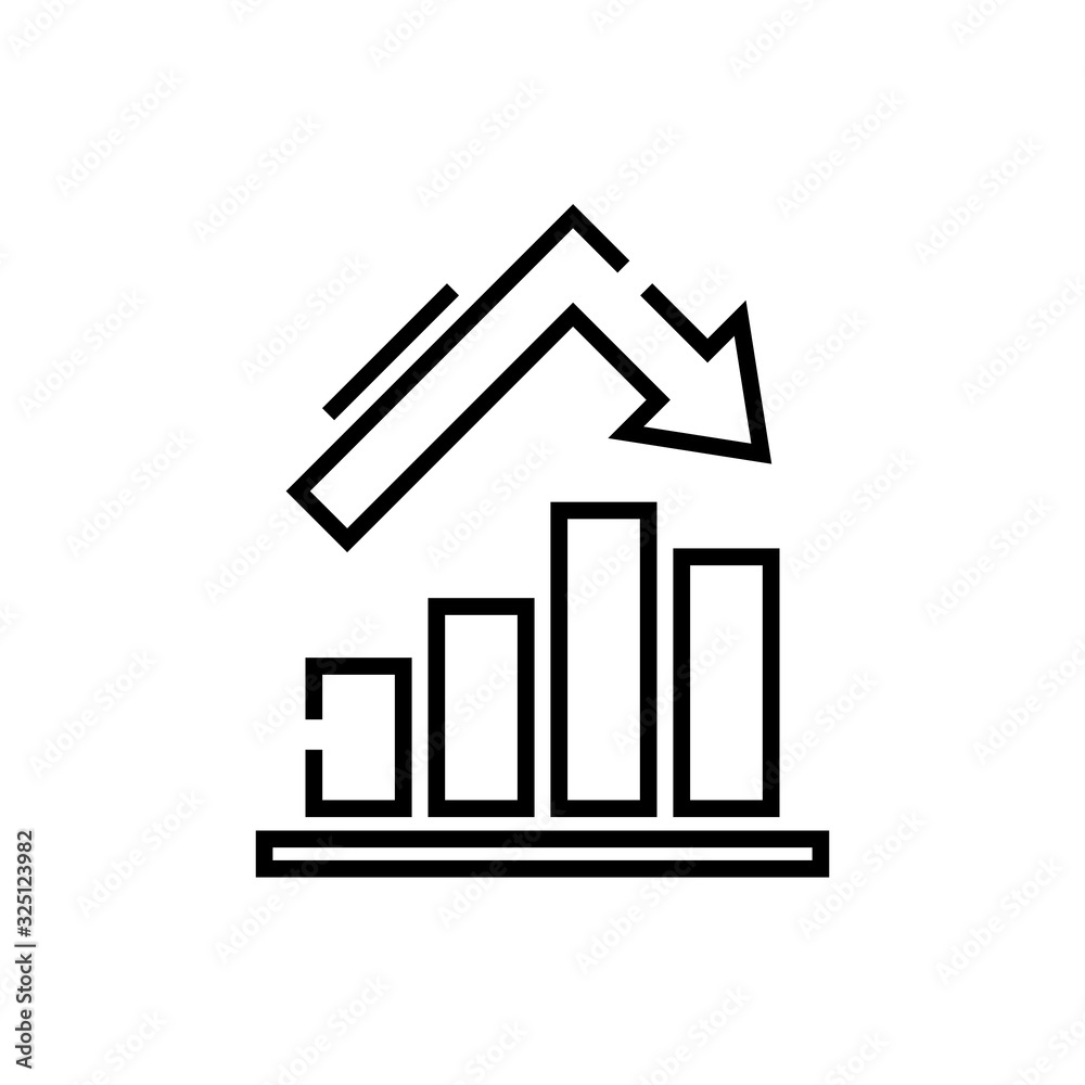 Chart changes line icon, concept sign, outline vector illustration, linear symbol. Chart changes line icon, concept sign, outline vector illustration, linear symbol.
