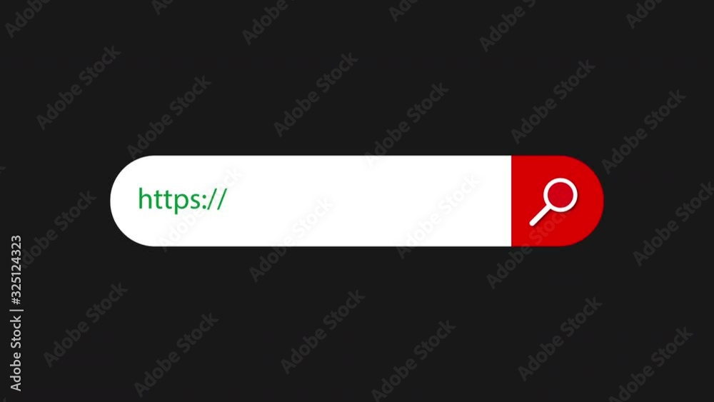 Search bar vector element design 4k animation. Search button on black background