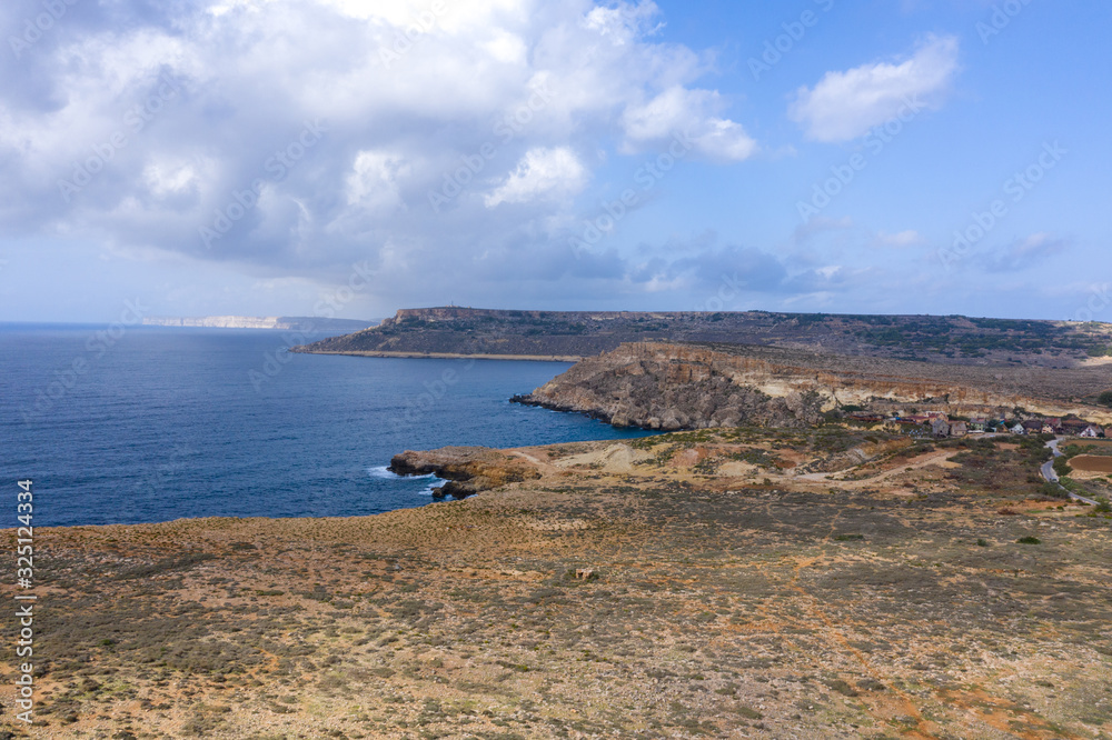 Aerial view of exotic Anhor bay in Malta Island in summer holiday
