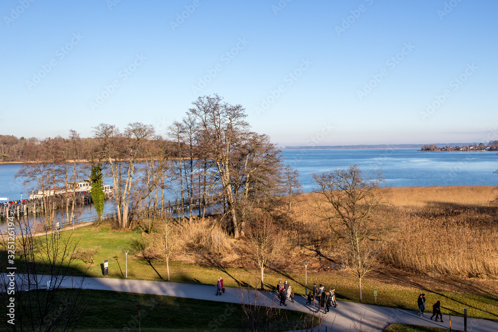 Panoramic view of the Chiemsee in Bavaria Germany
