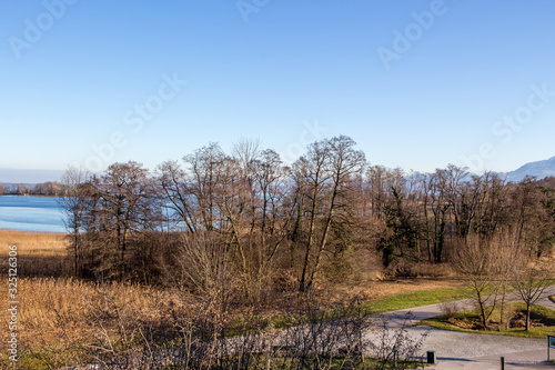 Panoramic view of the Chiemsee in Bavaria Germany 