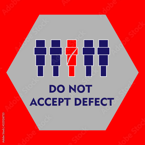 lean manufacturing icon, golden rulls, quality concept. Vector illustration. Sign do not accept defect