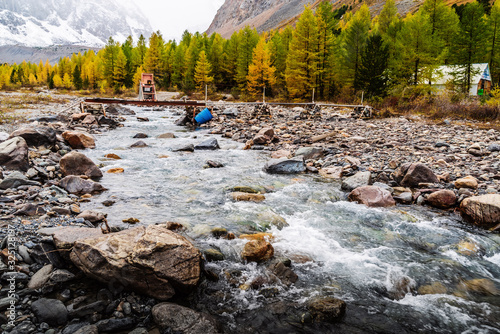 Mini hydroelectric power station in Aktru climber camp, Altai Republic, Russia