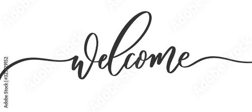 Welcome - calligraphic inscription with with smooth lines.