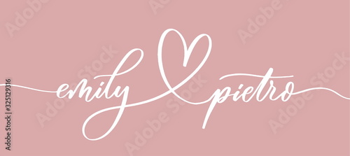 Emily and Pietro - calligraphic inscription for wedding album, covers.