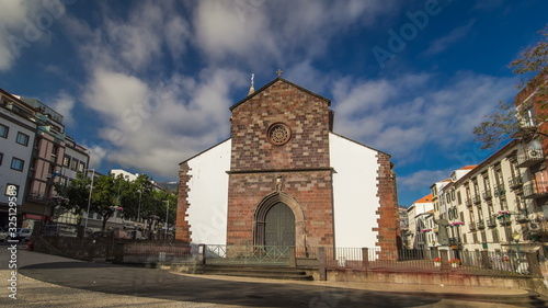 Catholic church in Funchal, Madeira island, Portugal timelapse hyperlapse