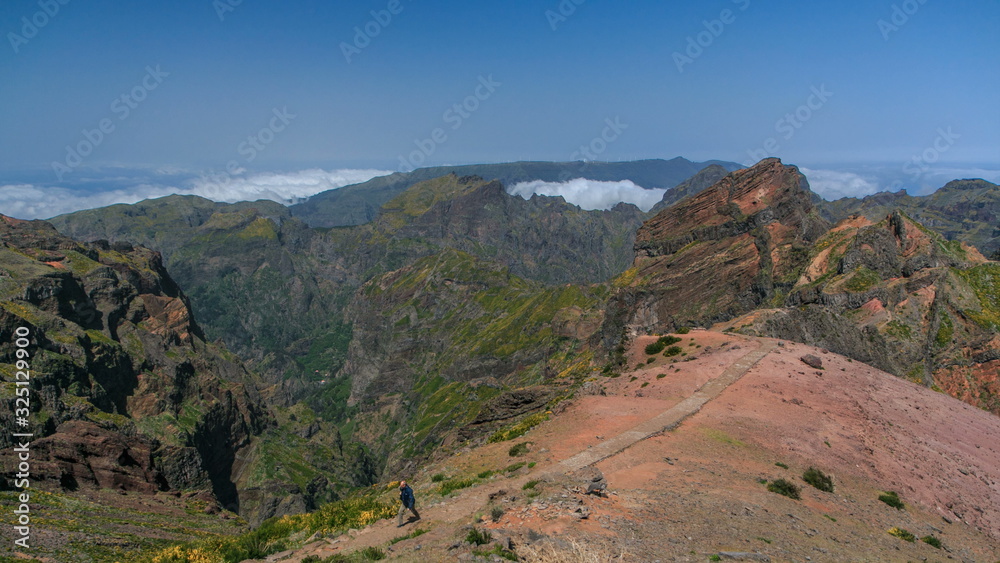 View down over the clouds from slopes of Pico do Arieiro, Madeira timelapse