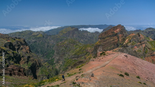 View down over the clouds from slopes of Pico do Arieiro, Madeira timelapse