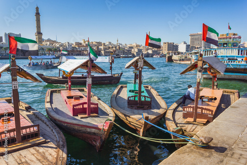 Boats on the Bay Creek in Dubai, UAE