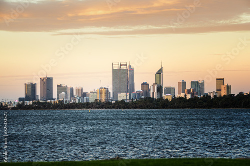 Sunset over Perth skyline, Western Australia © Viktor Posnov