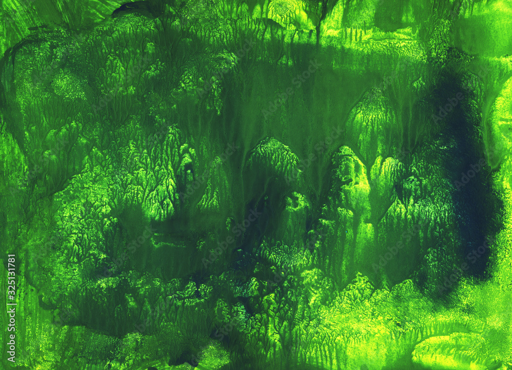 Fototapeta premium texture, background, pattern, abstraction, green, modern, spots, forest, jungle, foliage, trees, plants, fabulous, mystical, bright, paint, Board, stripes, plaster, material, brush, oil, acrylic, goua