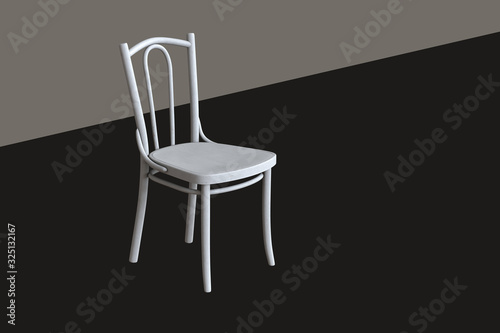 Antique wooden bent chair company Thonet. Render