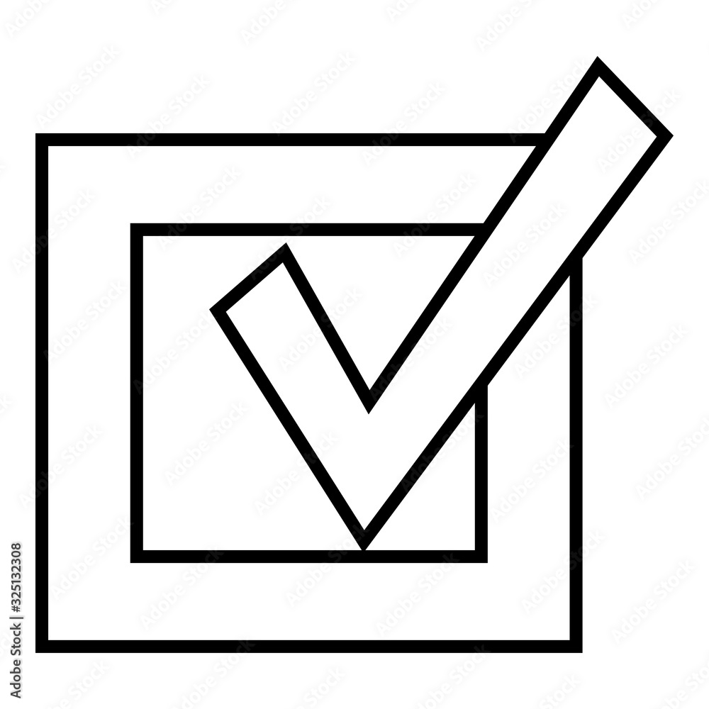 Vector Single Yes Icon. Tick in Checkbox Frame. Vector Single Yes Icon. Tick in Checkbox Frame.