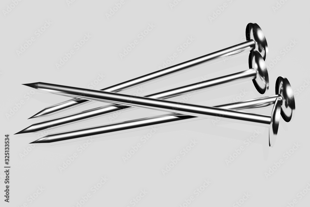 Fototapeta premium Several simple nails with heads, illustration