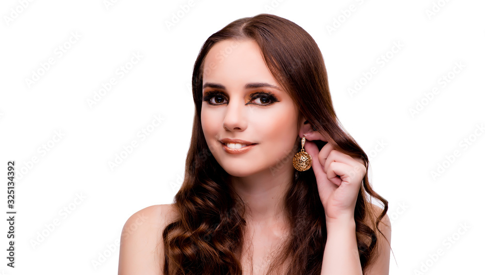 Young woman in beauty concept on white isolated background Young woman in beauty concept on white isolated background