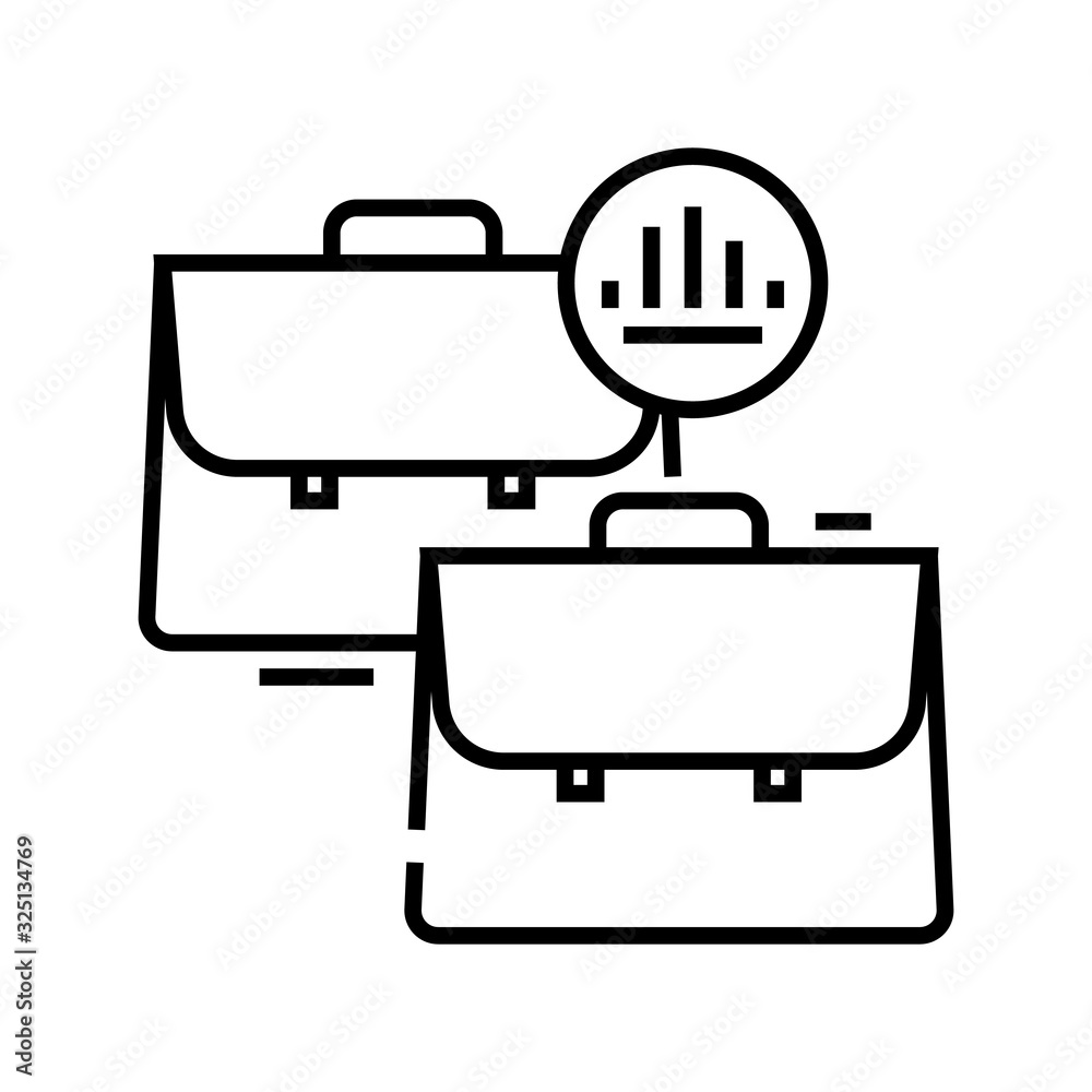Chart suicases line icon, concept sign, outline vector illustration, linear symbol. Chart suicases line icon, concept sign, outline vector illustration, linear symbol.
