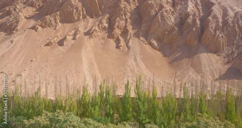 Landscape view of The Bezeklik Thousand Buddha Caves in Turpan Xinjiang Province China.