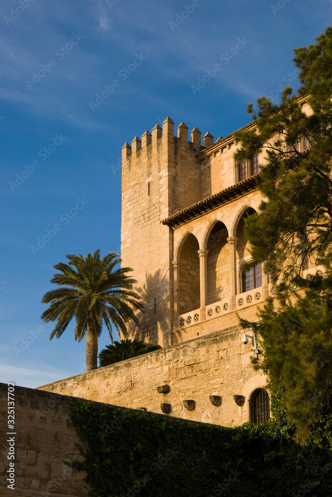The Royal Palace of La Almudaina. City waterfront . Palma, Spain .