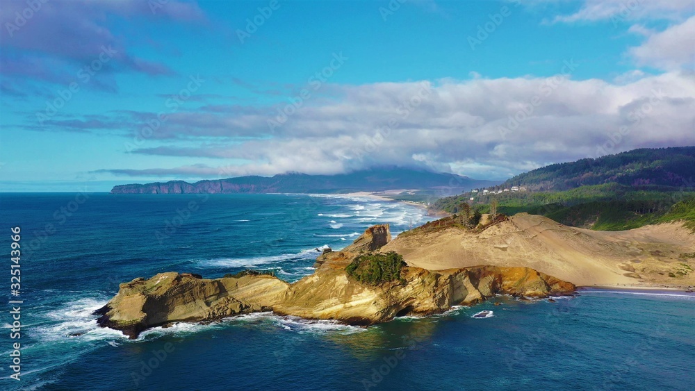Oregon Coast Aerial of Cape Kiwanda in Pacific City