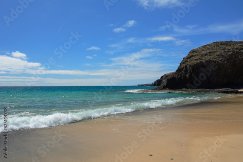 view of Papagayo Beach in Playa Blanca on Lanzarote island