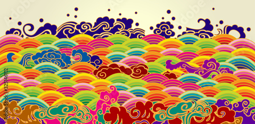 Colorful sea wave pattern background