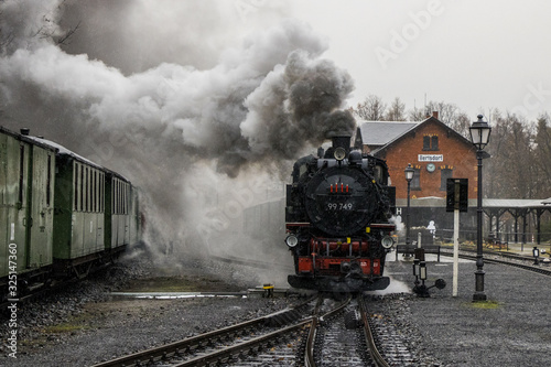 saxon steam locomotive during advent rides,
